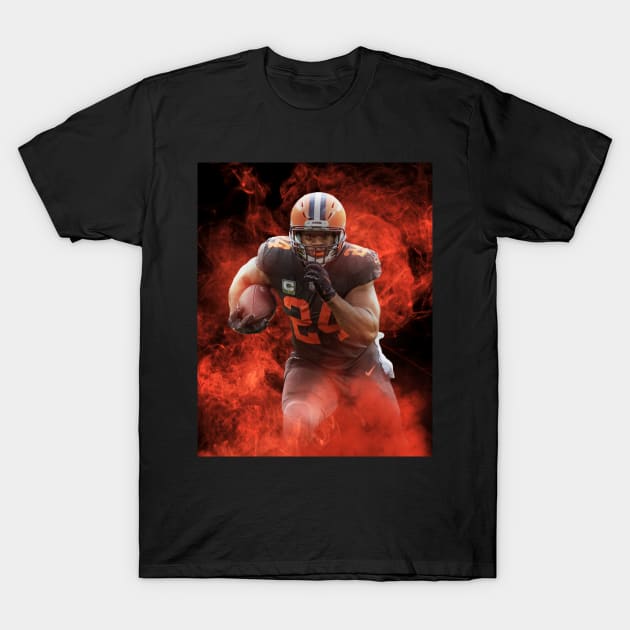 Nick Chubb Cleveland Sports Art T-Shirt by JRoseGraphics